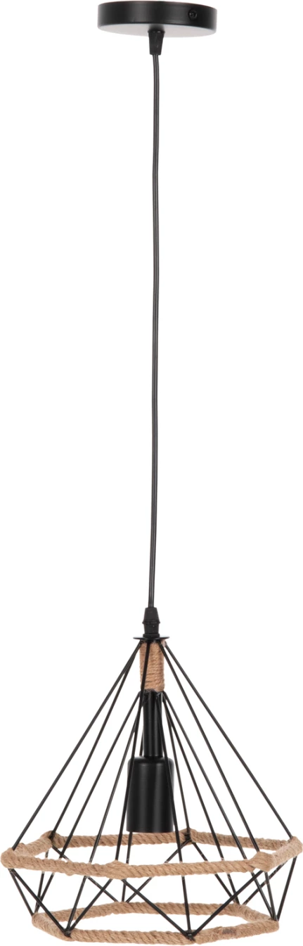 Llambë varëse tavani, FH4061, metal i zi me litar, 24,5x21,5x125Hcm