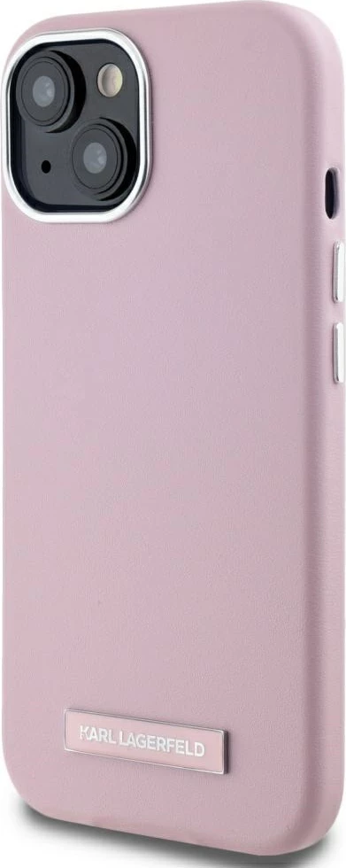 Mbështjellës Karl Lagerfeld FW Metal Plate MagSafe për iPhone 15, Rozë