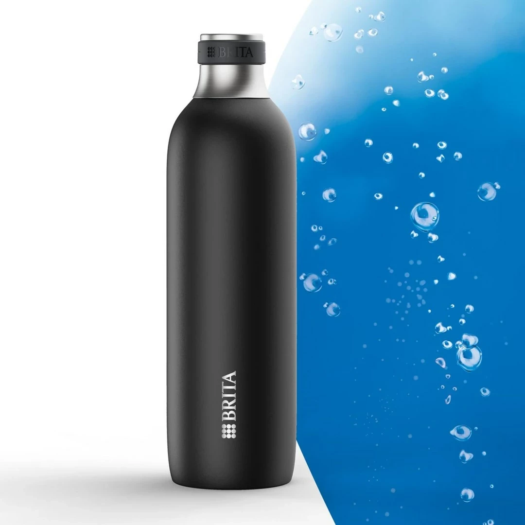 Shishe uji BRITA sodaTRIO 0.65L, çelik inox, e zezë