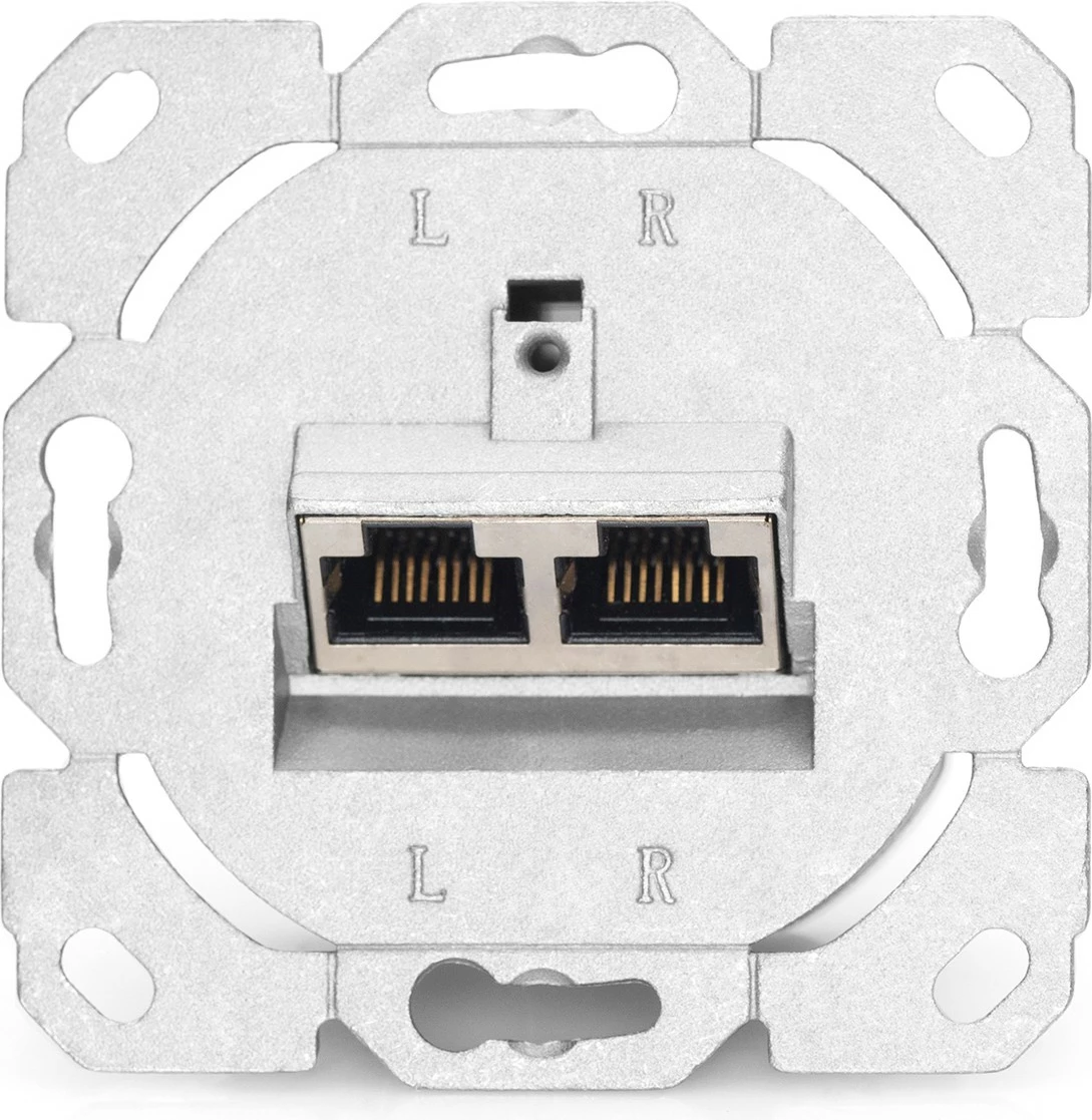 Dozë rrjeti Digitus 2x RJ-45 Cat6, set 5 copë, e bardhë