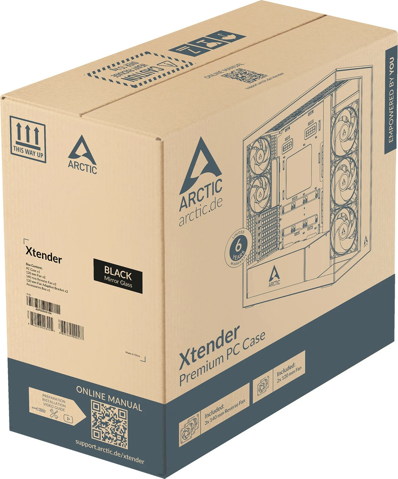 Kasë ARCTIC Xtender, Midi Tower, xham i temperuar, RGB, e zezë