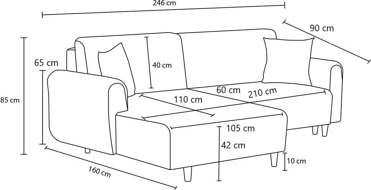 Kënd-sofë krevati Atelier del Sofa, kënd majtas, ngjyrë kafe