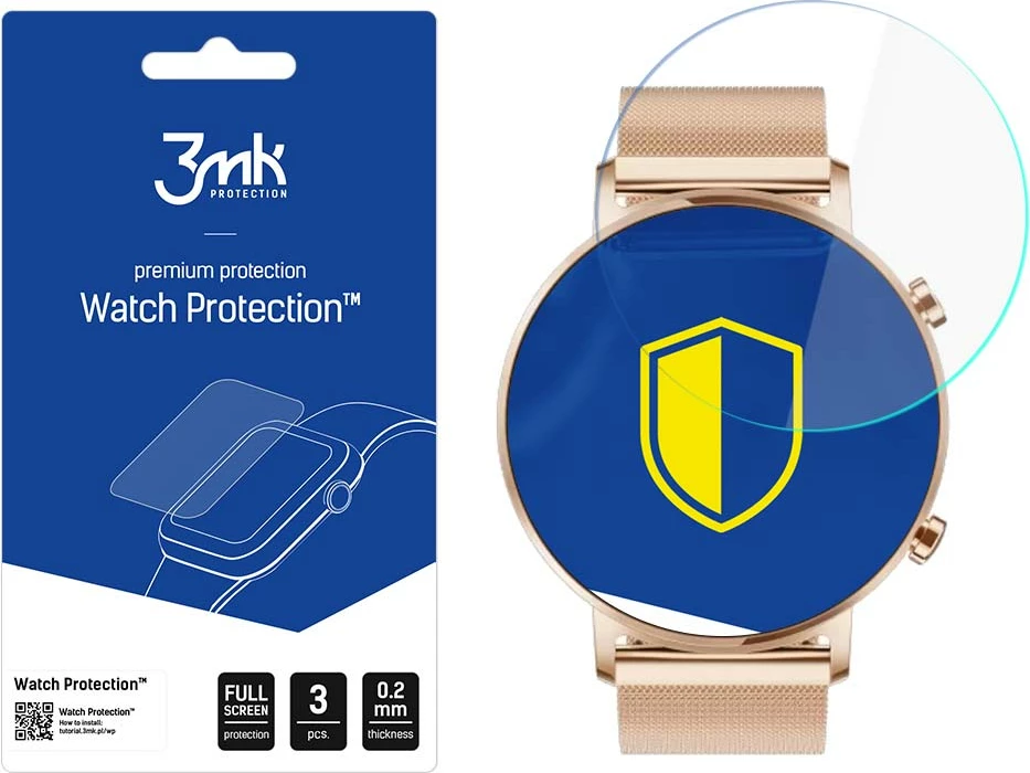 Mbrojtëse ekrani për Huawei Watch GT 2 42mm, 3mk Protection Watch Protection ARC+, set 3 copë