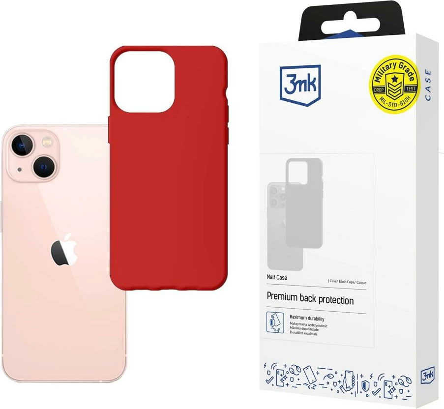 Mbështjellës, 3mk Protection Matt Case, për iPhone 14, TPU, kompatibil me karikim wireless, e kuqe