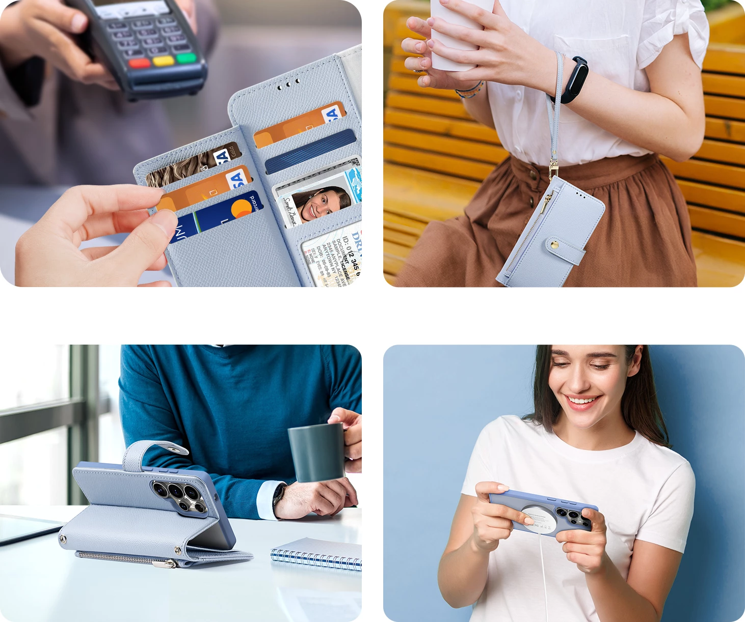 Mbështjellës Dux Ducis Lawa për Samsung Galaxy S25 Ultra, lëkurë, me portofol magnetik të ndashëm, kaltër