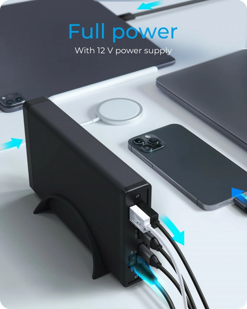 Kasë e jashtme IcyBox IB-382H-C31 për HDD/SSD 2.5"/3.5", HUB USB-C/USB-A, e zezë