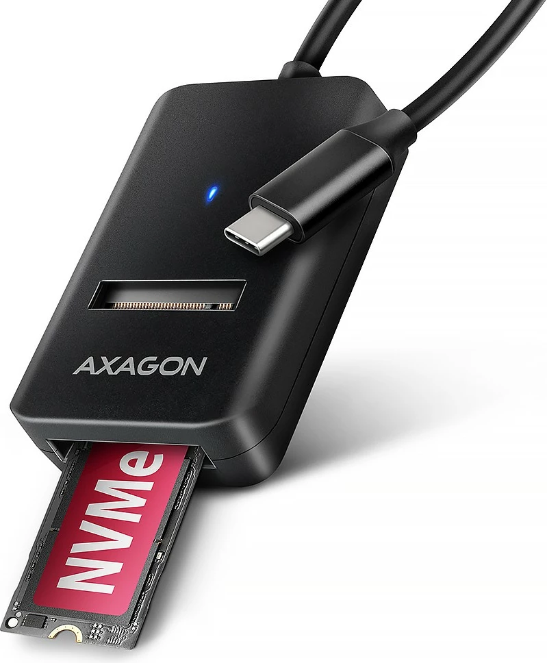 Kasë AXAGON ADM2-CM për SSD M.2 NVMe/SATA, USB 3.2 Gen 2, 10cm kabllo, e zezë