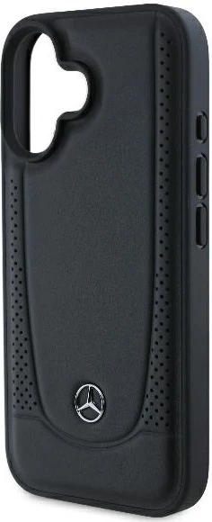 Mbështjellës Mercedes Leather Urban për iPhone 16 Plus, Lëkurë, E zezë