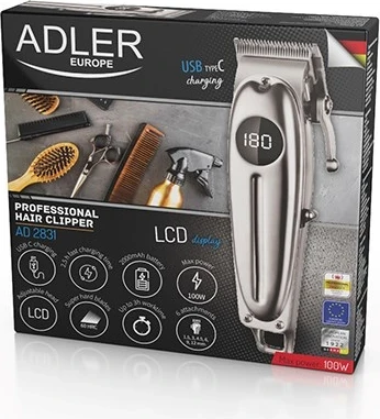 Makinë prerëse flokësh Adler AD 2831, ngjyrë argjendi