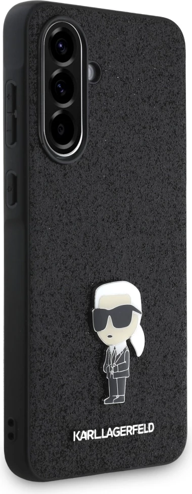 Mbështjellës Karl Lagerfeld Fixed Glitter Ikonik Logo Metal Pin për Samsung Galaxy A56, i zi