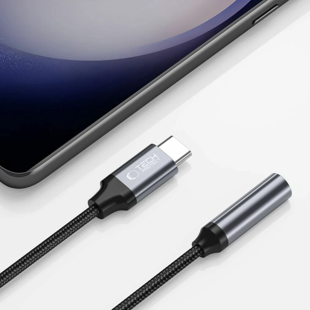 Adapter audio Tech-Protect UltraBoost USB-C në 3.5mm mini jack, i zi