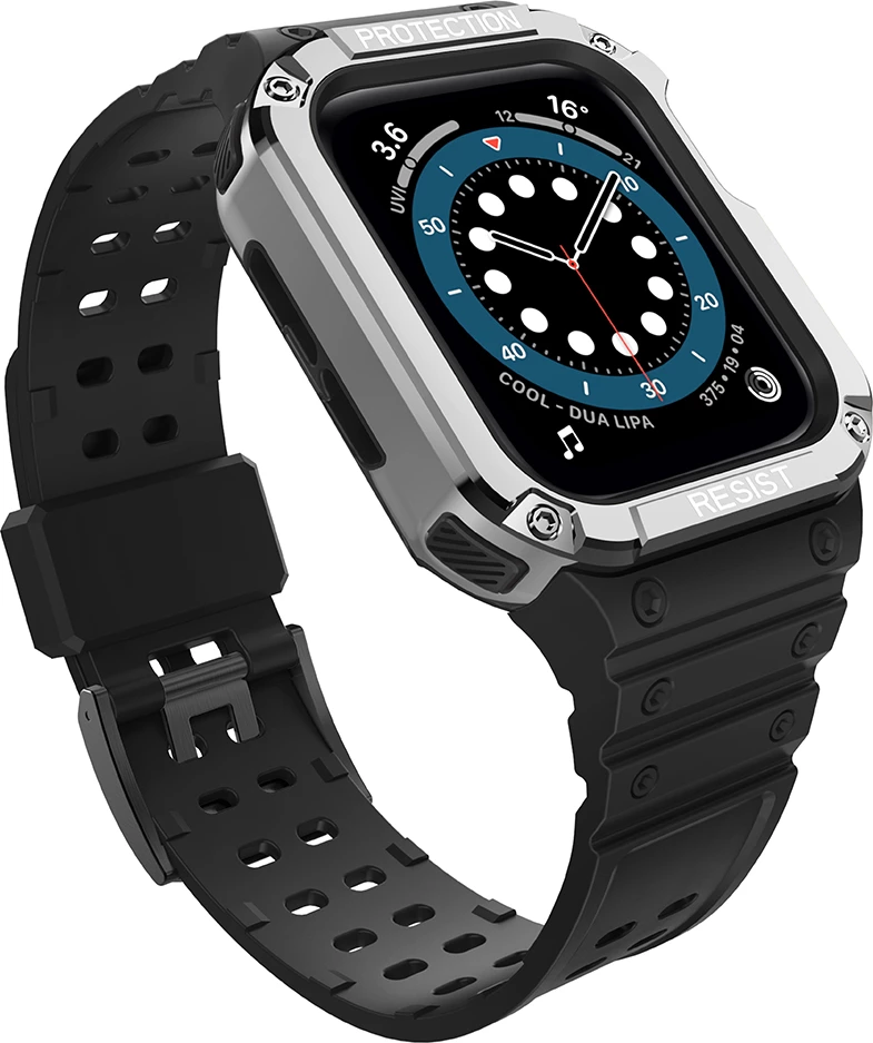 Rrip me mbështjellës për Apple Watch Hurtel Protect Strap Band, 41/40/38mm, i zi/argjend