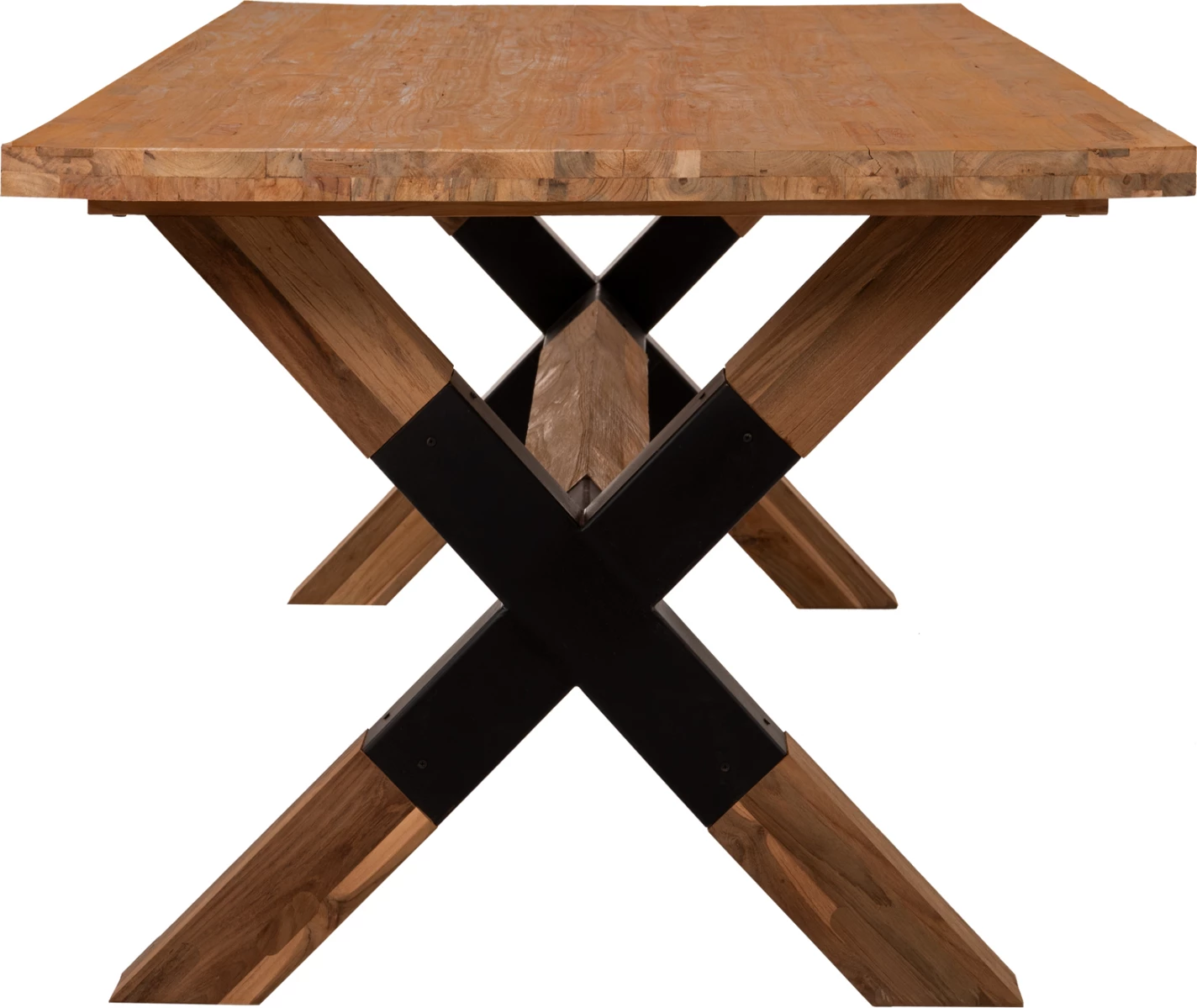 Tavolinë ngrënieje KATTE FH9557 dru TEAK i ricikluar, këmbë metalike, 250x100x78H cm