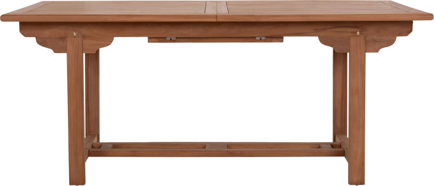 Tavolinë ngrënieje e zgjatshme për jashtë, dru tik natyral, CRANDER FH6376, 180-240x100x76cm