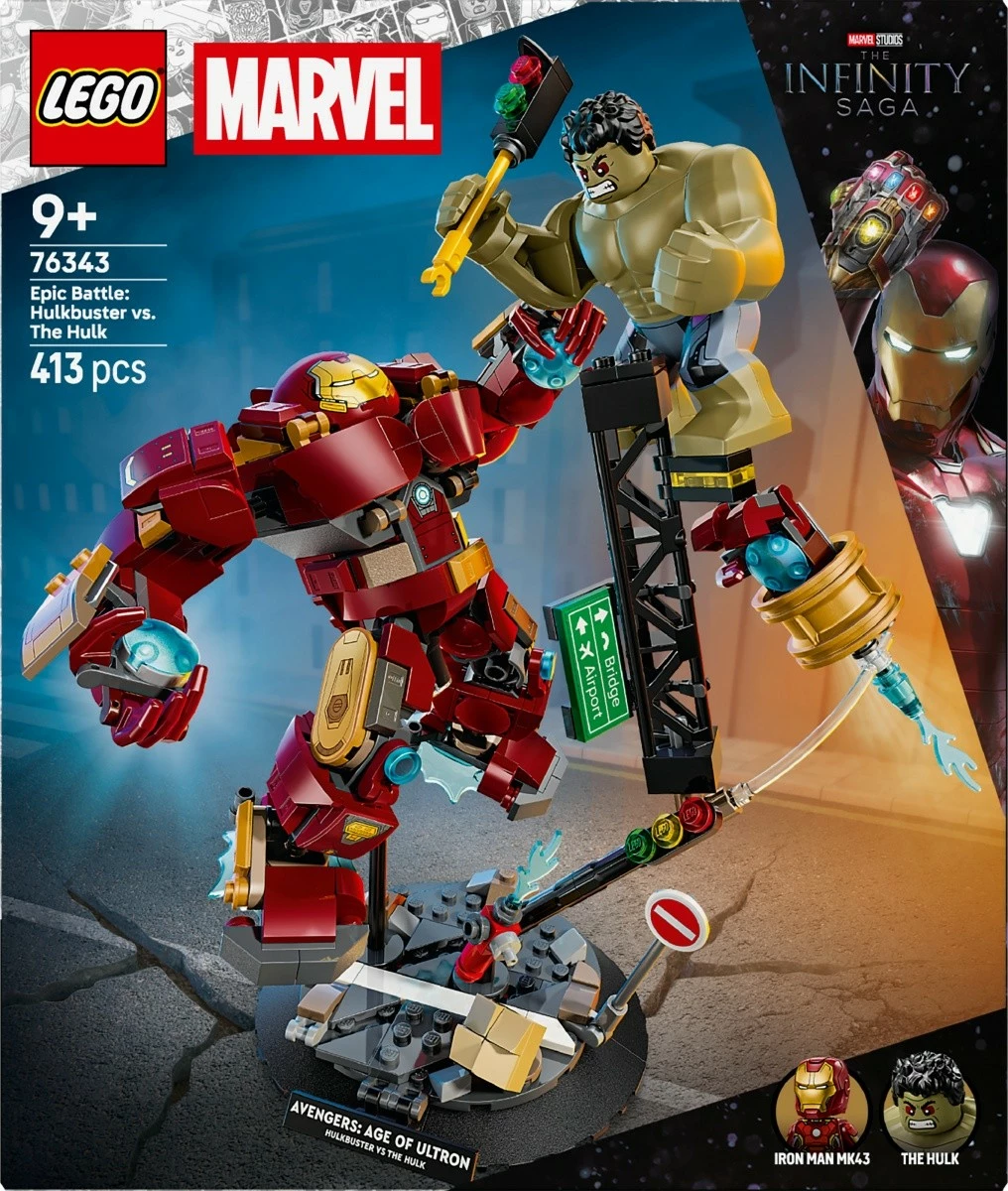 Set ndërtimi LEGO 76343 Marvel Super Heroes Epic Battle: Hulkbuster vs Hulk, 413 pjesë, 9+ vjeç