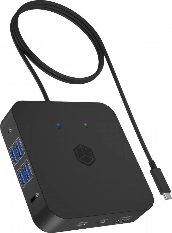 Kasë IcyBox IB-DK4090-C, 12 porte, USB Type-C, 3x HDMI, LAN, USB, Power Delivery deri 100W, e zezë