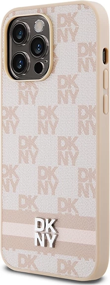 Mbështjellës DKNY Checkered Mono Pattern & Printed Stripes për iPhone 14 Pro Max, rozë
