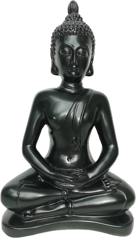 Dekorim Buddha, polirezine, e zezë, 18x10x29cm