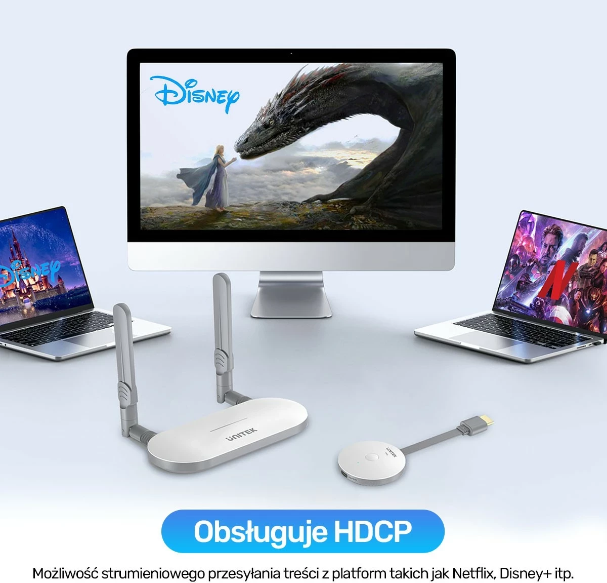 Nadaç HDMI pa tela Unitek, 4K, e bardhë