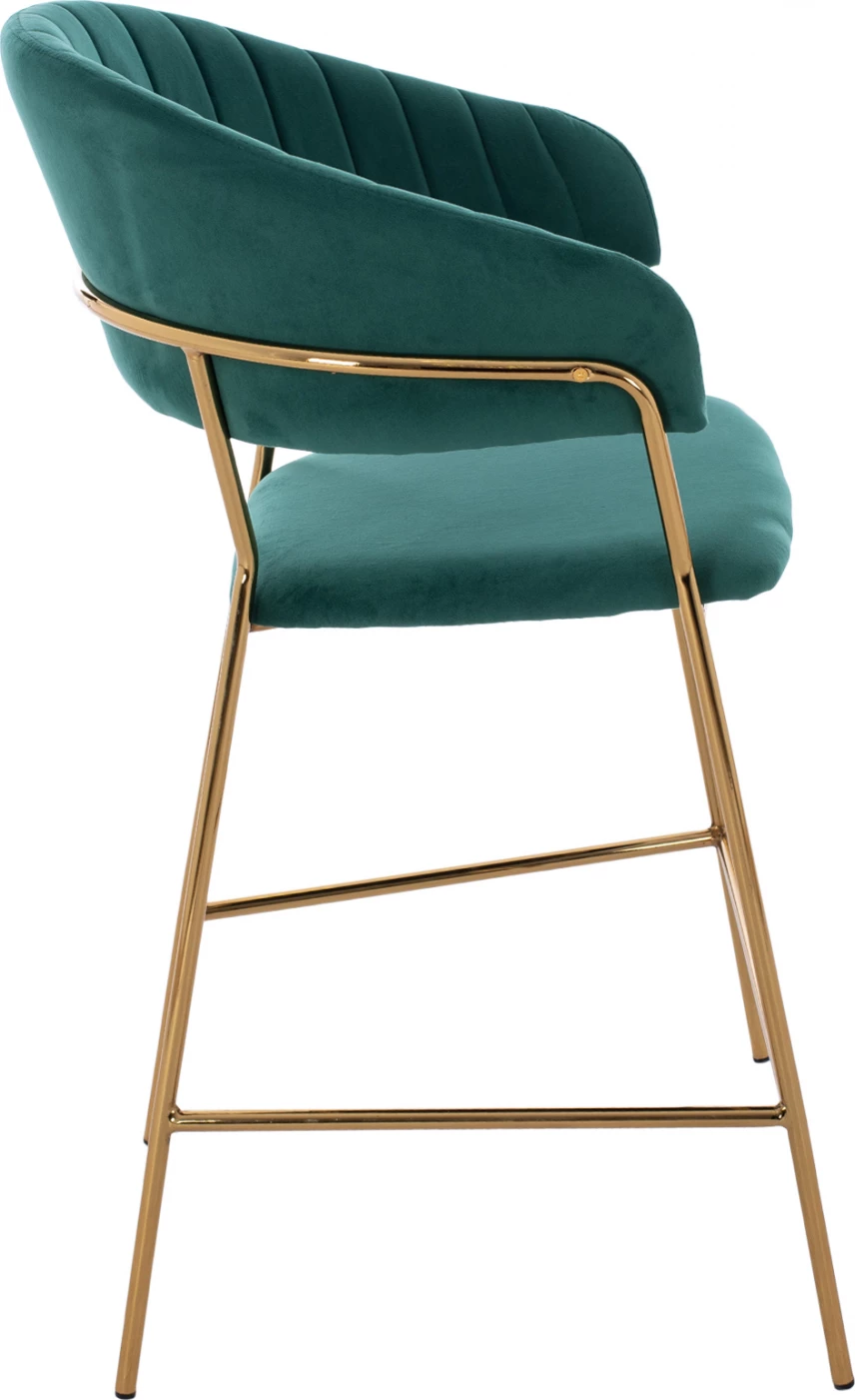 Karrige për bar, lartësi mesatare, FH8734.03, kadife e gjelbër, kornizë e artë, 60x55x100 cm., set prej 2 copë