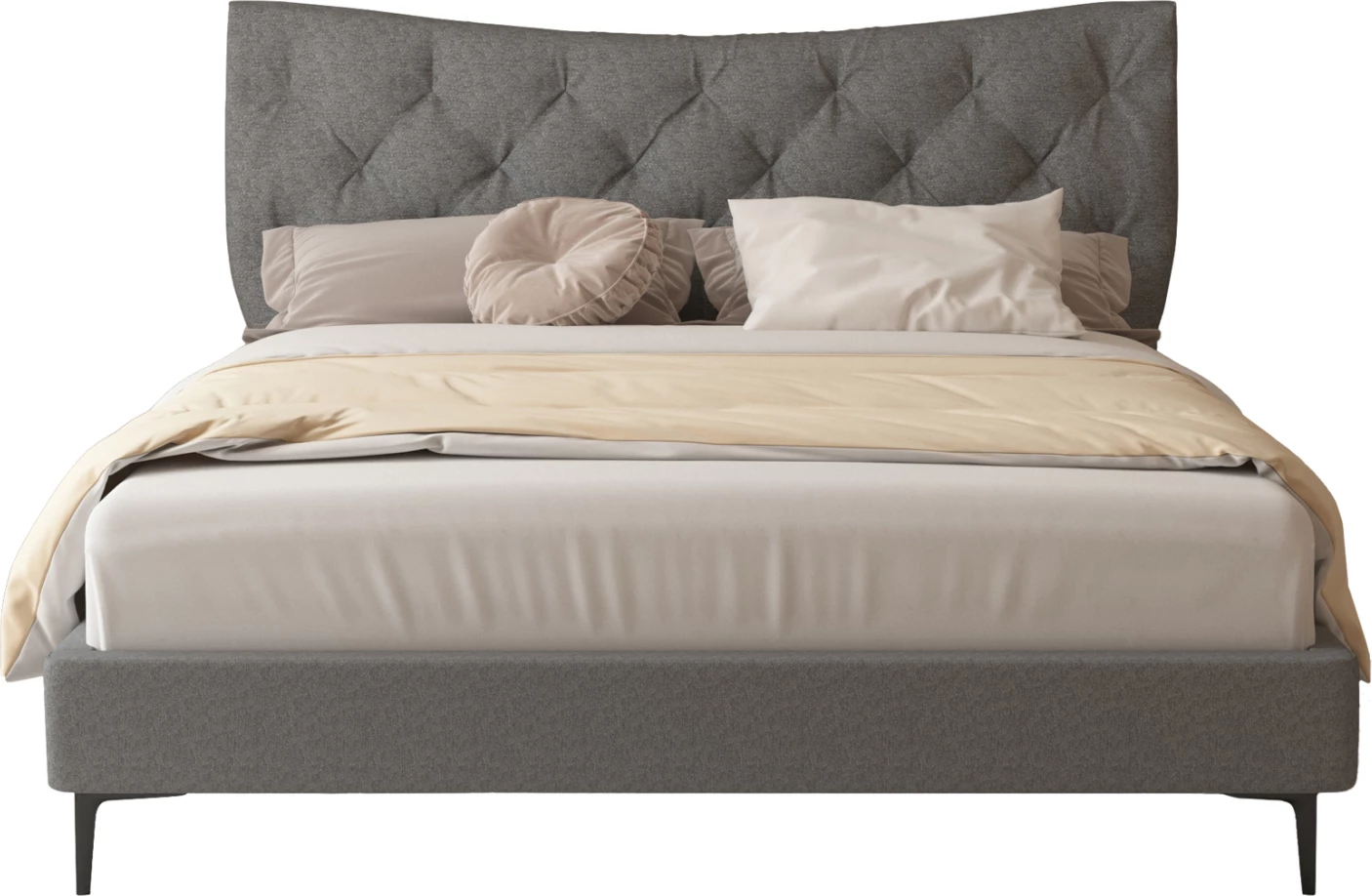 Krevat dopio JILL, material stof, ngjyrë gri, për dyshek 160x200cm