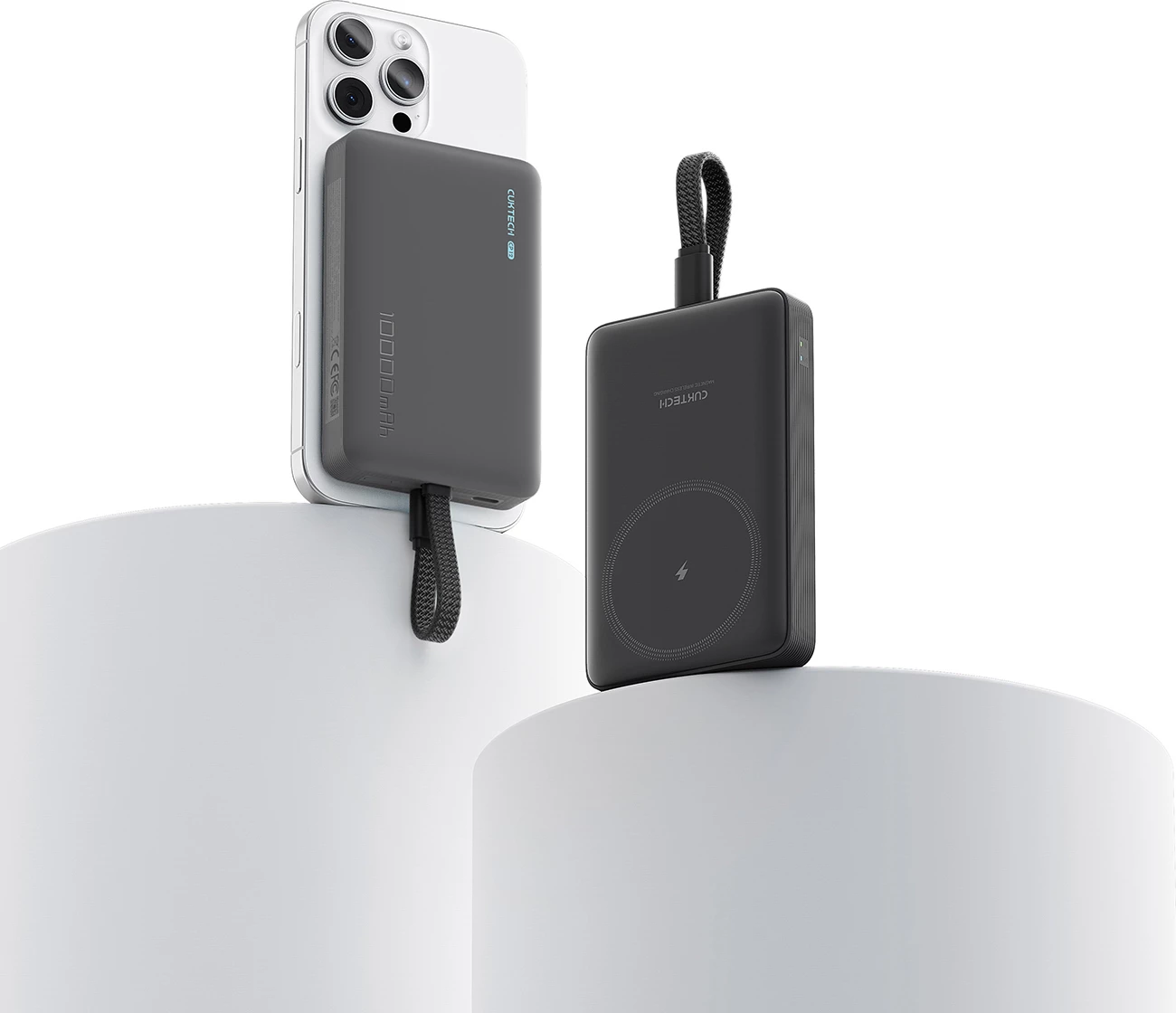 Power bank Cuktech CP132ML 10000mAh MagSafe kompatibil 22.5W USB-C me kabllo të integrume 7.5W wireless, e zezë