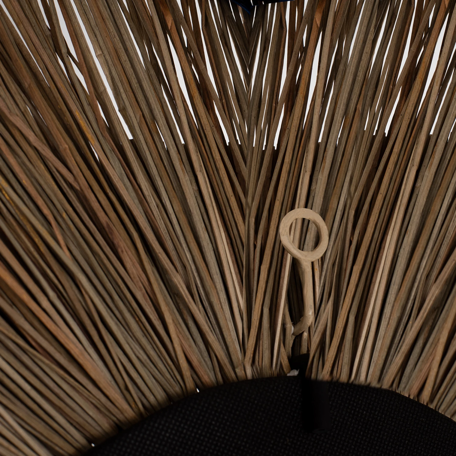 Pasqyrë muri rrethore me kornizë bari Mendong, ngjyrë natyrale dhe ari, Φ70cm, FH7800