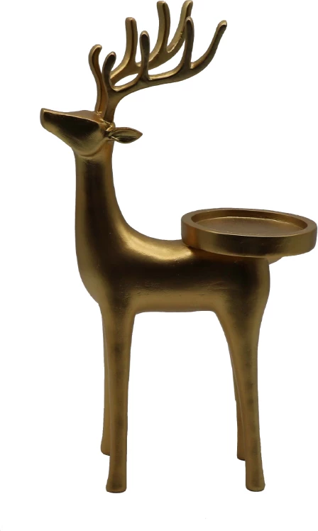 Mbajtës qirinjsh në formë dreri, ngjyrë ari, 20x10x36cm