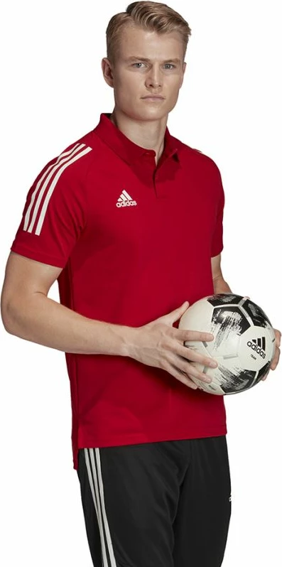 Maicë polo adidas për meshkuj, e bardhë me të kuqe