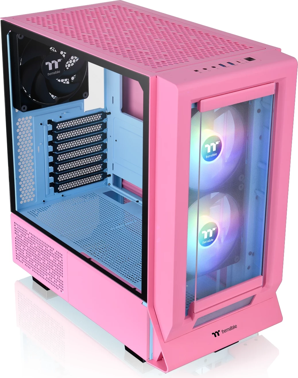 Kasë Thermaltake Ceres 350 MX Bubble Pink, Midi Tower, RGB, xham i temperuar, rozë