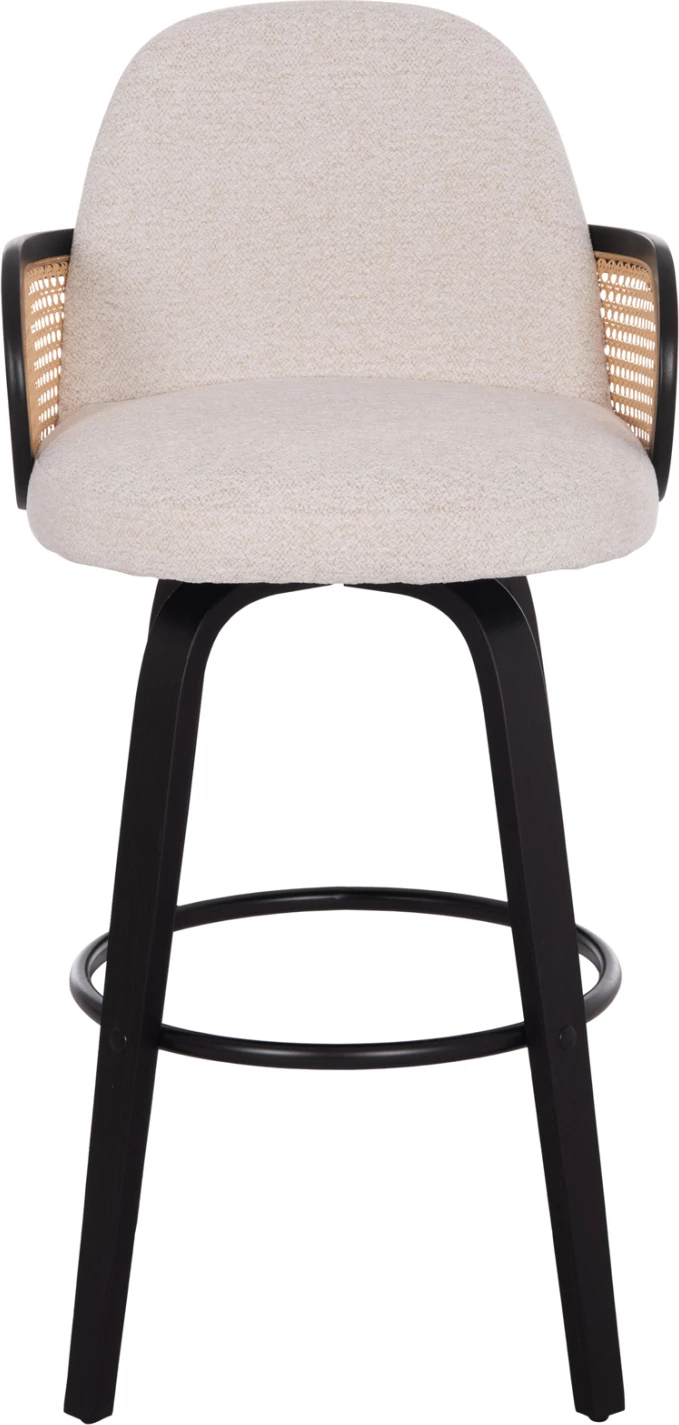 Karrige për bar rrotulluese BECKER, dru i zi, stof ecru, set prej 2 copë, 50x52x100cm