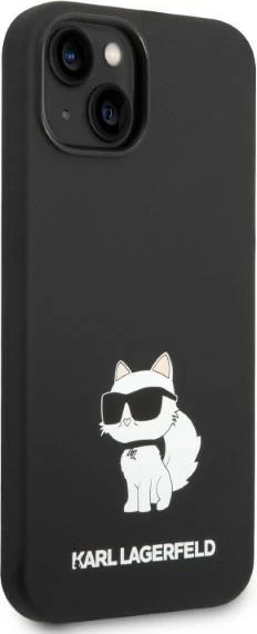 Mbështjellës Karl Lagerfeld KLHMP14MSNCHBCK për iPhone 14 Plus 6.7", silikon, MagSafe, zi