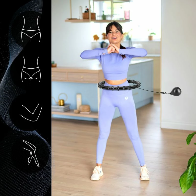 Set hula hop me peshë dhe rrip beli HMS HHW11 BR163, të zeza, plus size