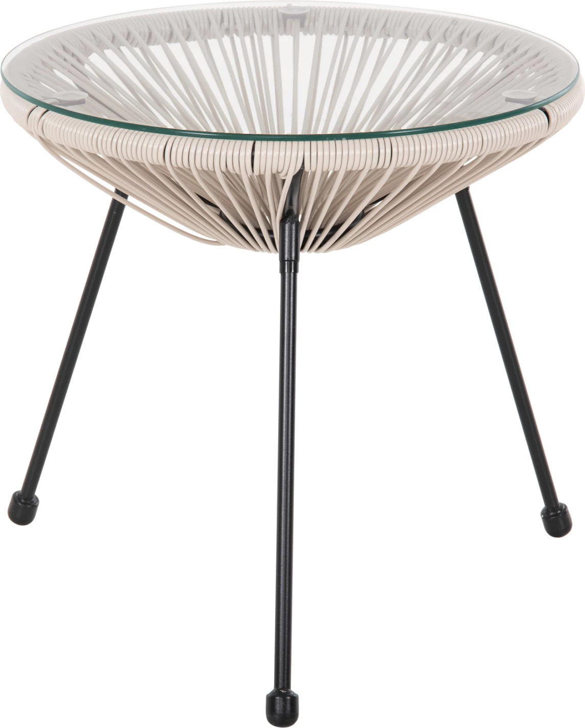 Tavolinë kafeje për jashtë ALLEGRA FH5874.03 metalike, ngjyrë e zezë - ratan sintetik, ngjyrë bezhë, Φ47x45H cm