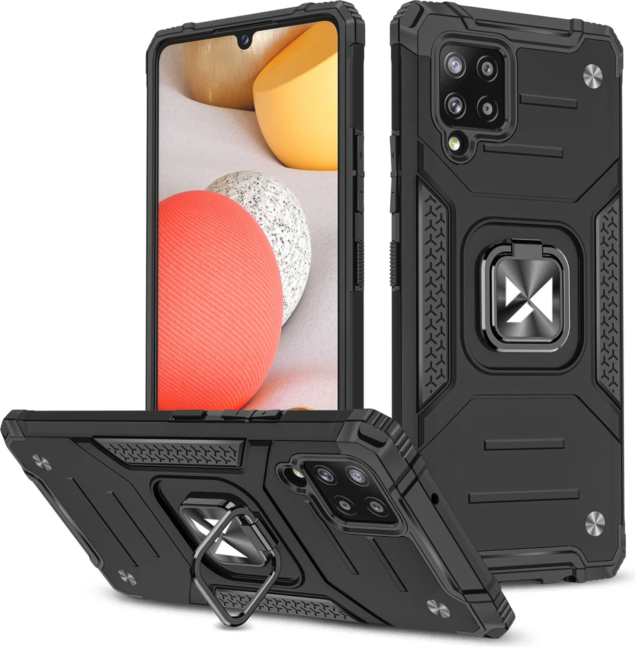 Mbështjellës Wozinsky Ring Armor me mbajtëse, për Samsung Galaxy A42 5G, i zi