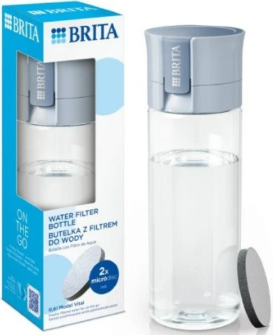 Shishe uji me filtër BRITA Vital 0.6L, pastel blu, 2 copë