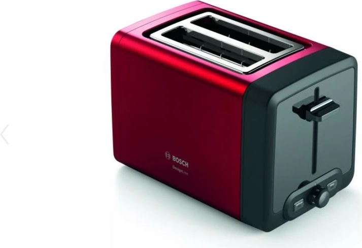 Toster, Bosch, TAT4P424, 2 feta, 970 W, kontroll pjekjeje, shkrirje/rirnxehtësi, High Lift, fikje automatike, e kuqe/zezë