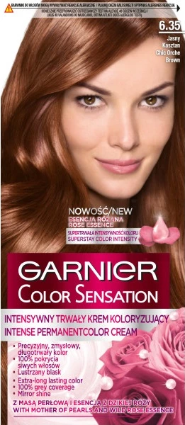 Krem për ngjyrosje flokësh për femra Garnier Color Sensation 6.35 Light Chestnut, 1 copë
