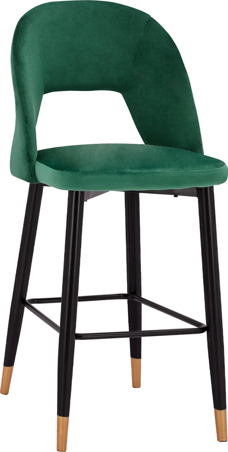 Karrige për bar Harper FH8526.03, kadife, ngjyrë cypress, me kornizë metalike, 50x51x111cm, set prej 2 copë