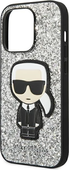 Mbështjellës Karl Lagerfeld KLHCP14XGFKPG për iPhone 14 Pro Max 6.7", Glitter Flakes, Argjendtë