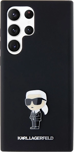 Mbështjellës Karl Lagerfeld Silicone Ikonik Metal Pin për Samsung Galaxy S24 Ultra, i zi