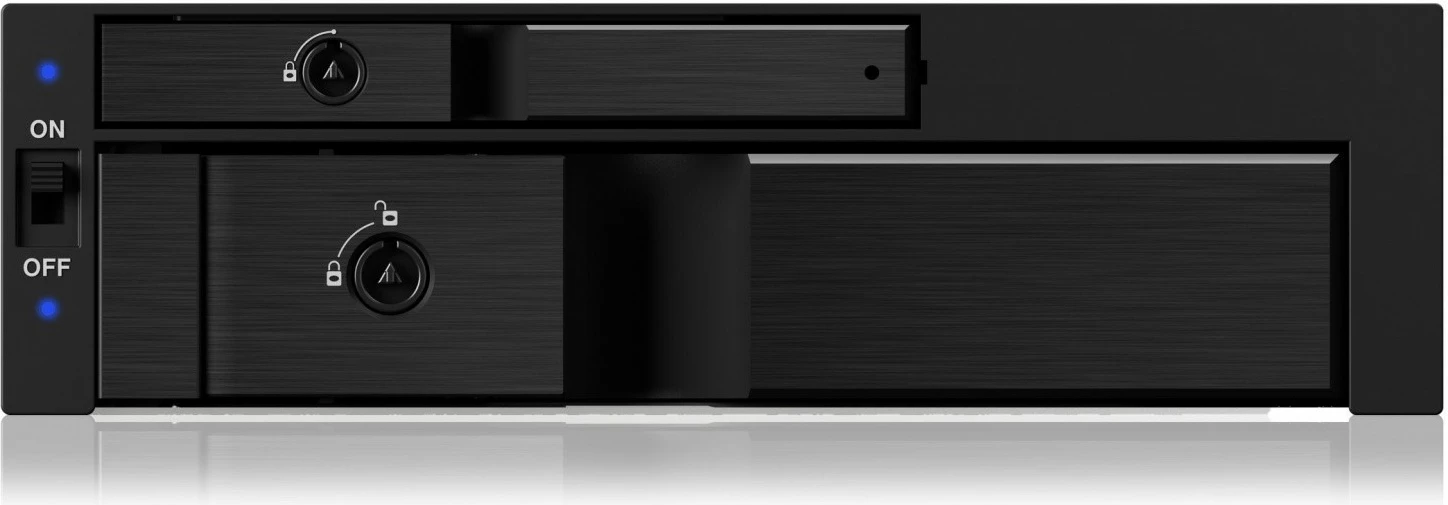 Kasë IcyBox IB-173SSK për 1x 2.5" + 1x 3.5" HDD/SSD, për hapësirë 5.25", e zezë
