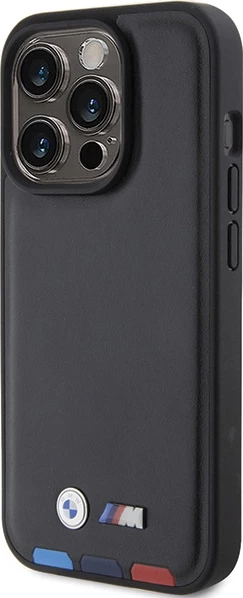 Mbështjellës BMW BMHCP15L22PTDK për iPhone 15 Pro 6.1", Leather Stamp Tricolor, i zi
