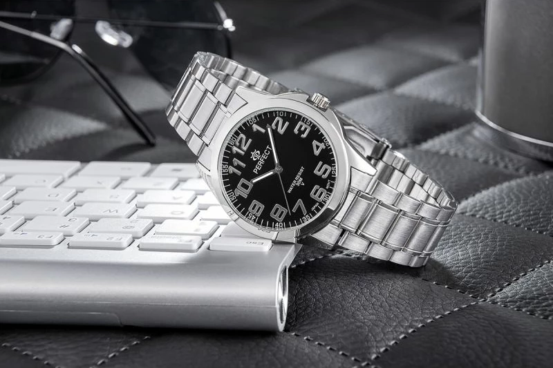 Orë dore për meshkuj PERFECT P012-03, e zezë