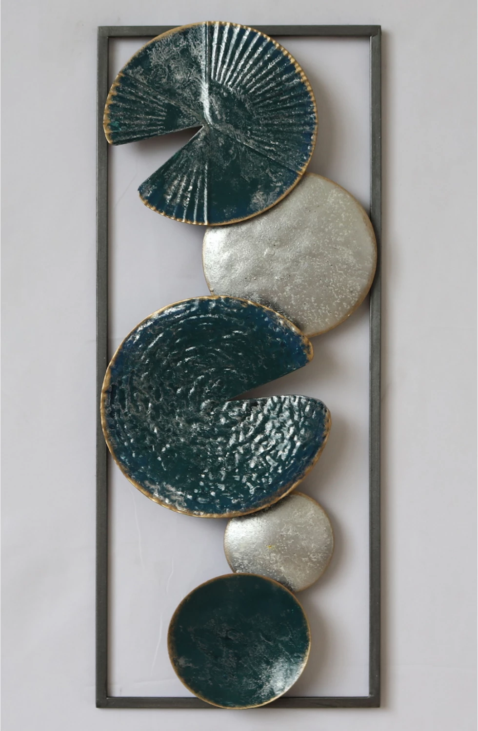 Dekor metalik për mur, ngjyrë qymyr dhe petrol, FH7166, 20x3,5x50 cm