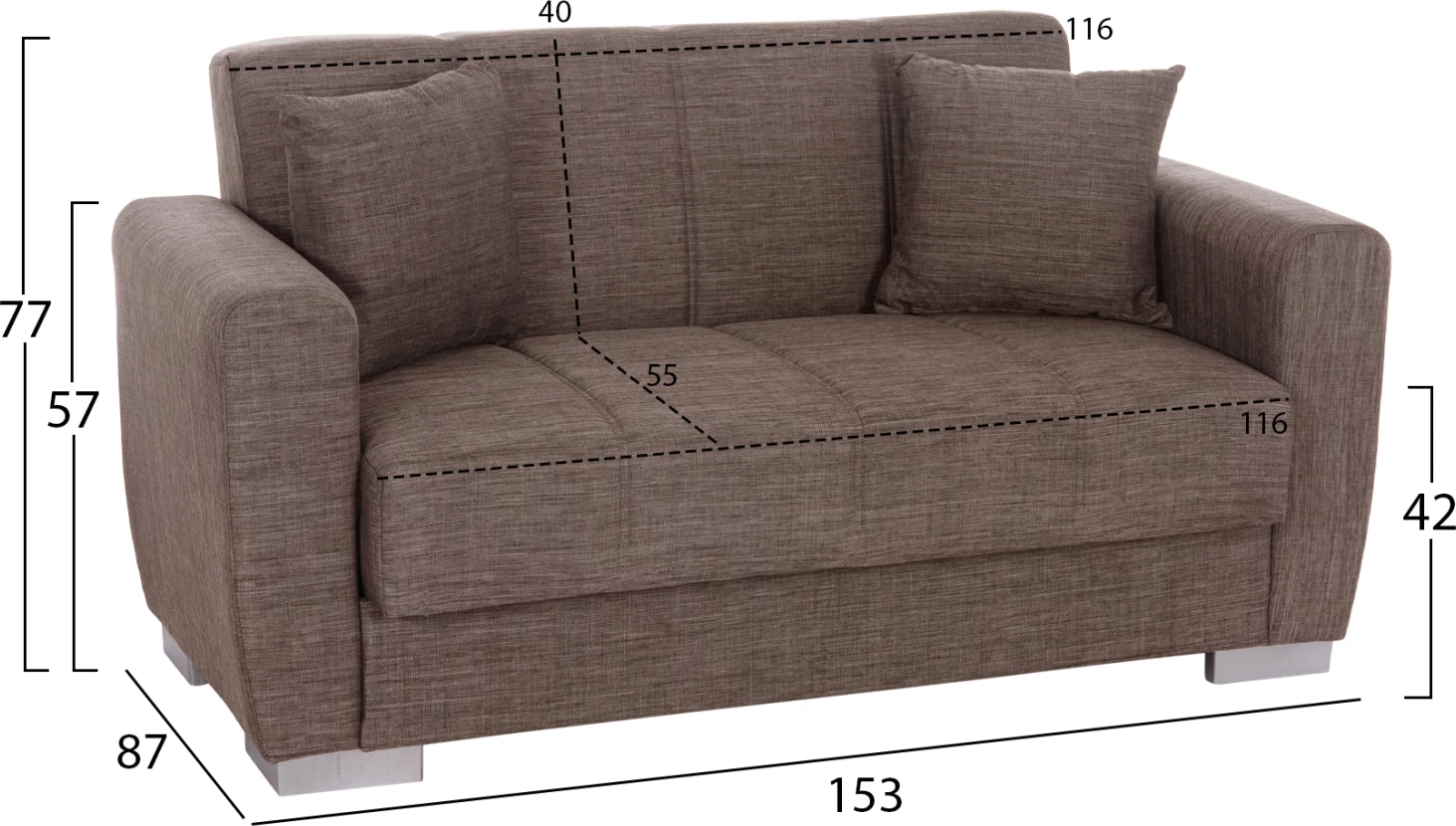 Divan shtrat FH3241.02, 150x84x88cm, bezhë, 2 vendesh