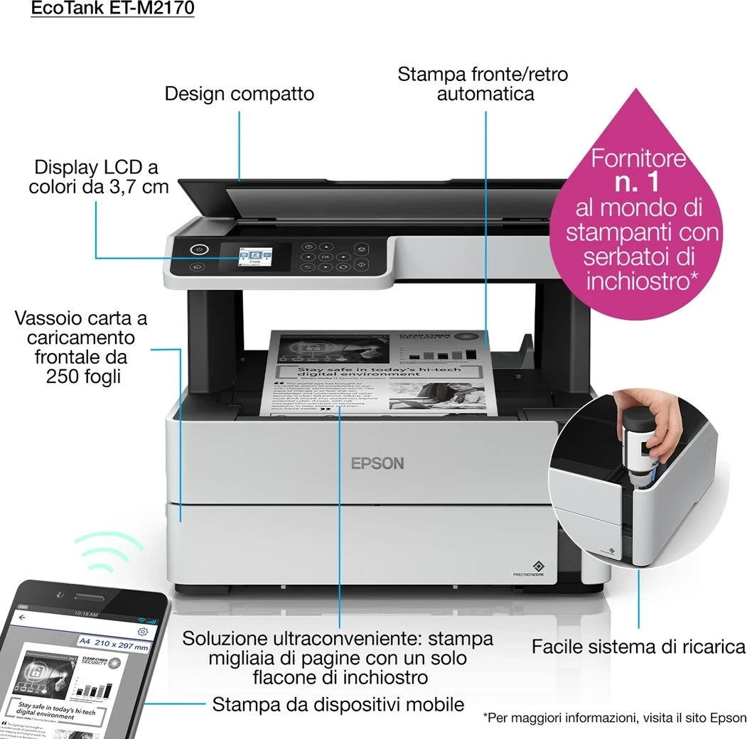 Printer Epson EcoTank M2170 Inkjet, Wi-Fi, i zi