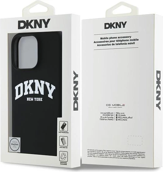 Mbështjellës DKNY për iPhone 16 Pro, MagSafe, silikon, i zi