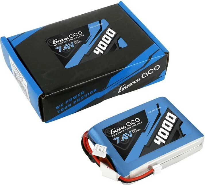 Bateri LiPo Gens Ace 4000mAh 7.4V, EHR/JST-XHR