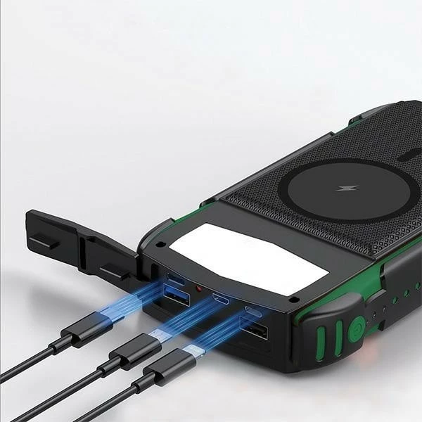 Power bank solar i fortifikuar, 4smarts, TitanPack UltiMag, 20000mAh, karikim me valë 15W, MagSafe magnetik, USB-C/USB-A/Lightning/micro-USB, jeshile